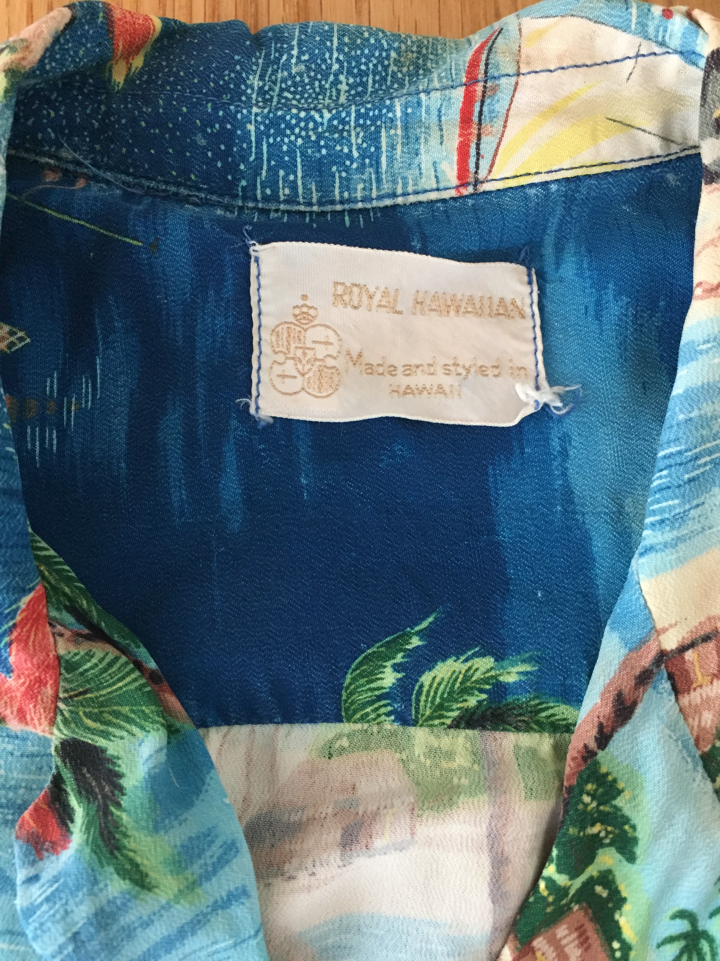 50's Button Down Kleding Gender-neutrale kleding volwassenen Tops & T-shirts Oxfords Vintage Kleding Vintage 1950's Maat L "Kamehameha" Floral Cotton Loop Kraag Tiki Hawaiian Shirt 